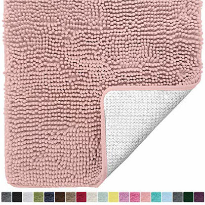 Picture of Gorilla Grip Original Luxury Chenille Bathroom Rug Mat, 44x26, Extra Soft and Absorbent Large Shaggy Rugs, Machine Wash Dry, Perfect Plush Carpet Mats for Tub, Shower, and Bath Room, Dusty Rose