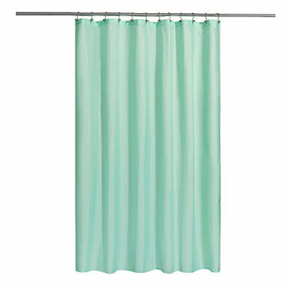 Picture of Fabric Shower Curtain or Liner with Magnets - Hotel Quality, Machine Washable, Water Repellent - Mint Green, 72x72
