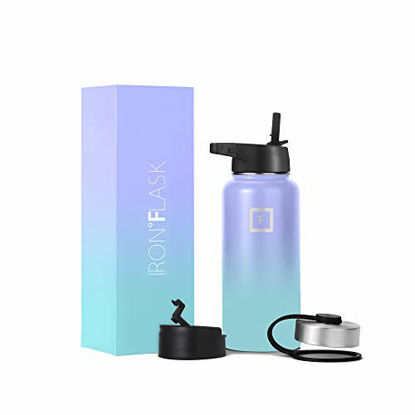 Picture of Iron Flask Sports Water Bottle - 32 Oz, 3 Lids (Straw Lid),Vacuum Insulated Stainless Steel, Modern Double Walled, Simple Thermo Mug, Hydro Metal Canteen