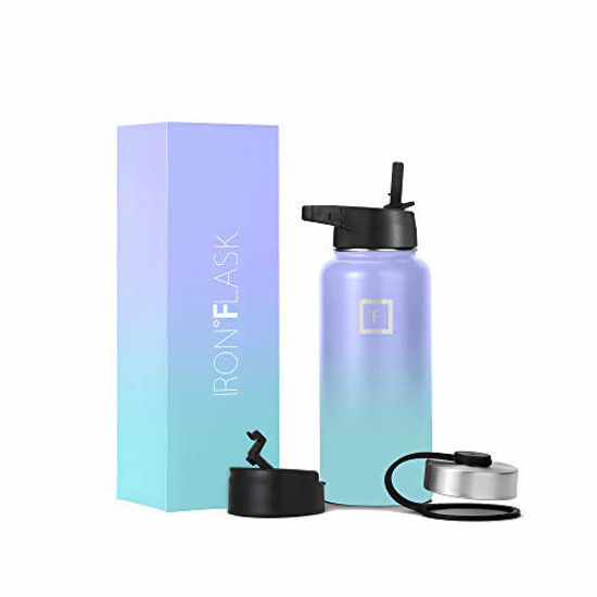 Picture of Iron Flask Sports Water Bottle - 32 Oz, 3 Lids (Straw Lid),Vacuum Insulated Stainless Steel, Modern Double Walled, Simple Thermo Mug, Hydro Metal Canteen