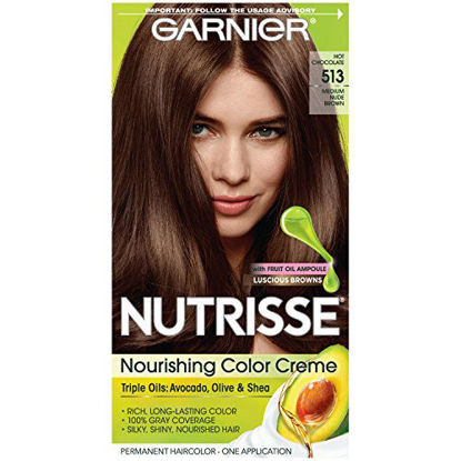 Picture of Garnier Nutrisse Nourishing Hair Color Creme, 513 Medium Nude Brown (Packaging May Vary)