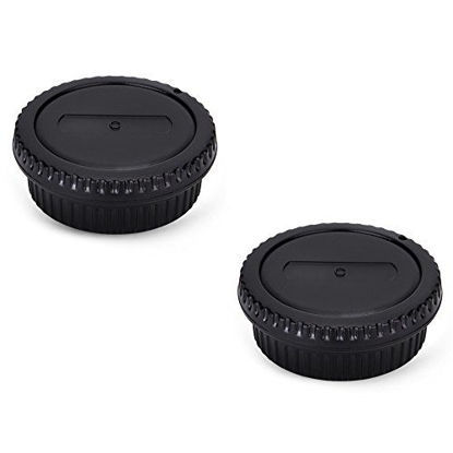 Picture of 2 Pack JJC Body Cap Cover and Rear Lens Cap Kit for Canon EOS Rebel T6 T7 T5 T4i T5i T6i T6s T7i T8i SL1 SL2 SL3 60D 70D 77D 80D 90D 5D Mark II III IV 6D 7D & More Canon DSLR Camera with EF EF-S Lens