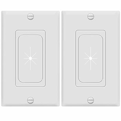 Picture of TOPGREENER Flexible Rubber Wall Grommet Insert with Decorator Wall Plate, Pass Through Plate for Low-Voltage Cables, Size 1-Gang 4.50" x 2.75," Polycarbonate Thermoplastic, TG8901-2PCS, White, 2 Pack