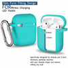 Picture of AirPods Case Cover with Keychain, R-fun Full Protective Silicone AirPods Accessories Skin Cover for Women Girl with Apple AirPods Wireless Charging Case,Front LED Visible-Teal