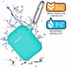 Picture of AirPods Case Cover with Keychain, R-fun Full Protective Silicone AirPods Accessories Skin Cover for Women Girl with Apple AirPods Wireless Charging Case,Front LED Visible-Teal