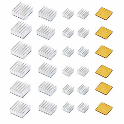 Picture of 30 PCS Raspberry Pi 4 Heatsink Kit with Thermal Conductive Adhesive Tape, Aluminum Heat Sink Cooler and Copper Heatsink for Raspberry Pi B B+ 2/3/4