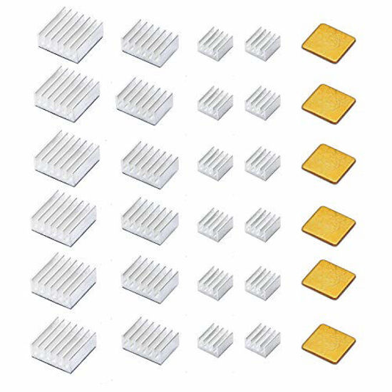 Picture of 30 PCS Raspberry Pi 4 Heatsink Kit with Thermal Conductive Adhesive Tape, Aluminum Heat Sink Cooler and Copper Heatsink for Raspberry Pi B B+ 2/3/4