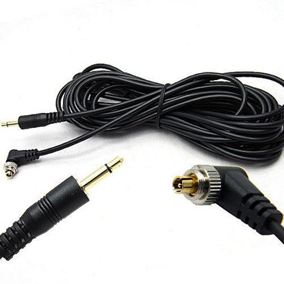 Picture of DSLRKIT 5M 16ft 3.5mm to Male Flash PC Sync Cable with Screw Lock for Rook RF-16NE RF-603