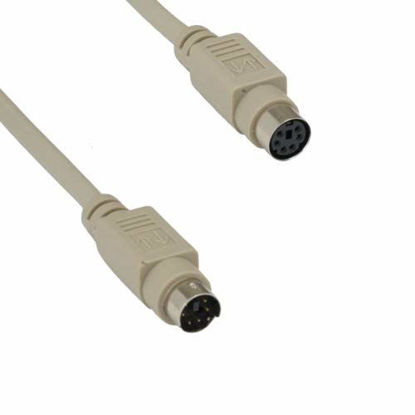 Picture of KENTEK 3 Feet FT Mini DIN6 MDIN6 PS/2 Keyboard Mouse Extension Cable Cord 28 AWG Molded 6 Pin Male to Female M/F for PC Mac Linux