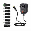 Picture of Belker 12W 3V 4.5V 5V 6V 7.5V 9V 12V Adjustable Voltage Universal AC/DC Adapter Power Supply for Household Electronics - 1A Max. [BN]