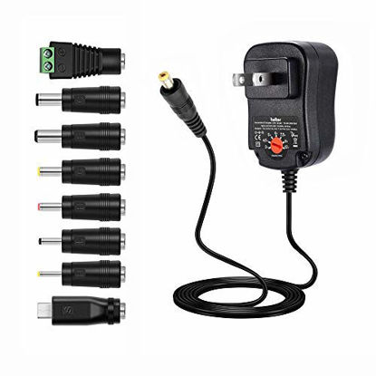 Picture of Belker 12W 3V 4.5V 5V 6V 7.5V 9V 12V Adjustable Voltage Universal AC/DC Adapter Power Supply for Household Electronics - 1A Max. [BN]