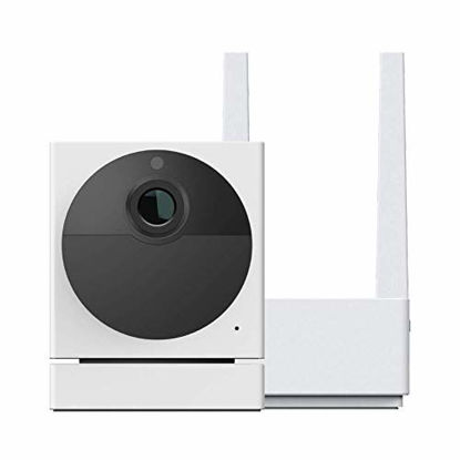 Picture of WYZE Cam Outdoor Starter Bundle (Includes Base Station and 1 Camera), 1080p HD Indoor/Outdoor Wire-Free Smart Home Camera with Night Vision, 2-Way Audio, Works with Alexa & Google Assistant, White