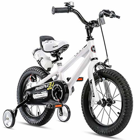 Picture of RoyalBaby Kids Bike Boys Girls Freestyle BMX Bicycle with Training Wheels Kickstand Gifts for Children Bikes 16 Inch White