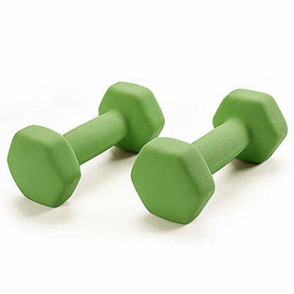 Picture of Portzon Set of 2 Neoprene Dumbbell Hand Weights, Anti-Slip, Anti-roll, Green