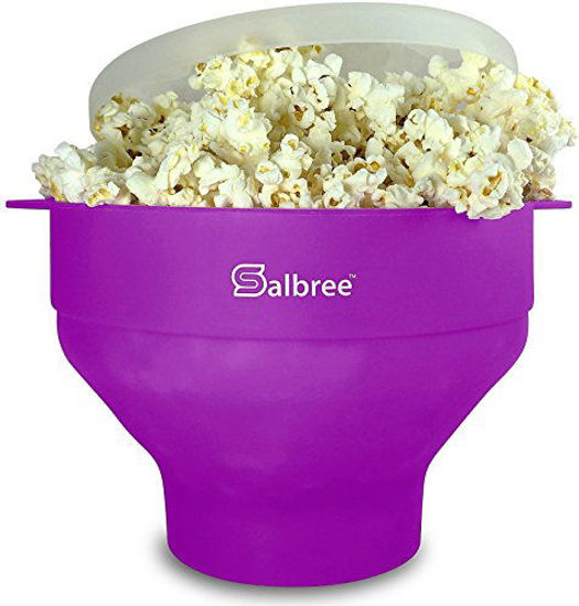 Picture of Original Salbree Microwave Popcorn Popper, Silicone Popcorn Maker, Collapsible Bowl - The Most Colors Available (Purple)
