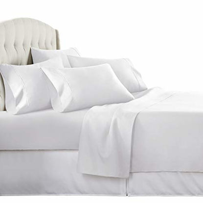 Picture of Danjor Linens 6 Piece Hotel Luxury Soft 1800 Series Premium Bed Sheets Set, Deep Pockets, Hypoallergenic, Wrinkle & Fade Resistant Bedding Set(King, White)