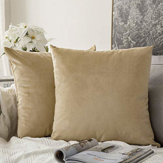 Picture of MIULEE Pack of 2, Velvet Soft Solid Decorative Square Throw Pillow Covers Set Cushion Case for Sofa Bedroom Car 20 x 20 Inch 50 x 50 cm