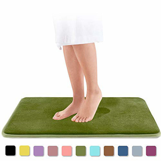 Picture of Genteele Memory Foam Bath Mat Non Slip Absorbent Super Cozy Velvet Bathroom Rug Carpet (17 inches X 24 inches, Green)