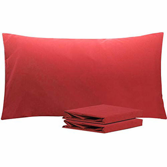 Picture of NTBAY King Pillowcases Set of 2, 100% Brushed Microfiber, Soft and Cozy, Wrinkle, Fade, Stain Resistant with Envelope Closure, 20"x 36", Wine Red