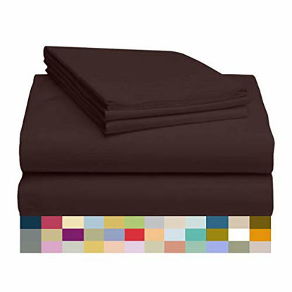 Picture of LuxClub 4 PC Sheet Set Bamboo Sheets Deep Pockets 18" Eco Friendly Wrinkle Free Sheets Machine Washable Hotel Bedding Silky Soft - Brown Twin XL