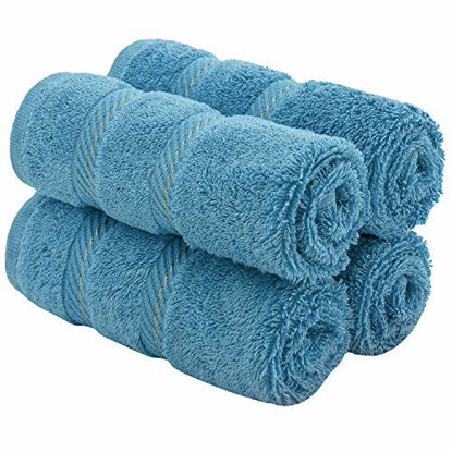 Picture of American Sot Linen, Bath Towel Set (4 Piece Washcloths, Baby Blue)