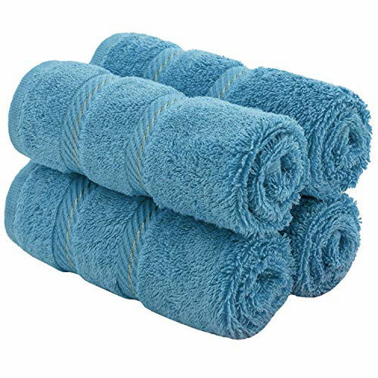 Picture of American Sot Linen, Bath Towel Set (4 Piece Washcloths, Baby Blue)