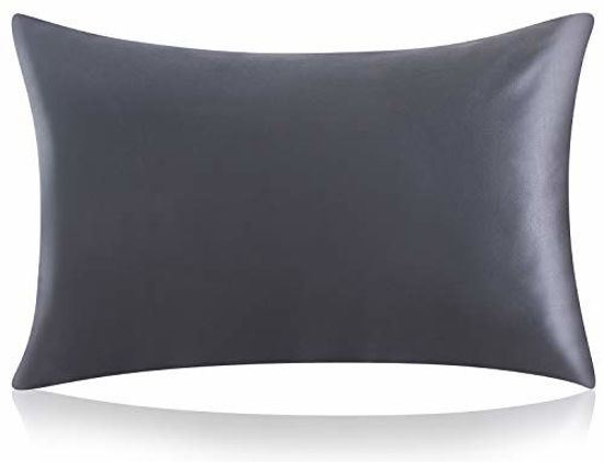 Picture of ZIMASILK 100% Mulberry Silk Pillowcase for Hair and Skin Health,Both Sides 19 Momme Silk,1pc (King 20''x36'', Space Gray)