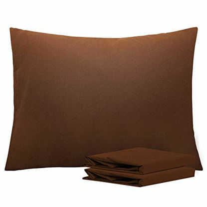 Picture of NTBAY Standard Pillowcases Set of 2, 100% Brushed Microfiber, Soft and Cozy, Wrinkle, Fade, Stain Resistant with Envelope Closure, 20 x 26 Inches, Brown