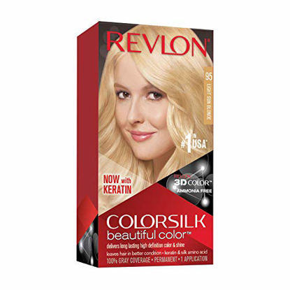 Picture of Revlon Colorsilk Beautiful Color Permanent Hair Color with 3D Gel Technology & Keratin, 100% Gray Coverage Hair Dye, 95 Light Sun Blonde
