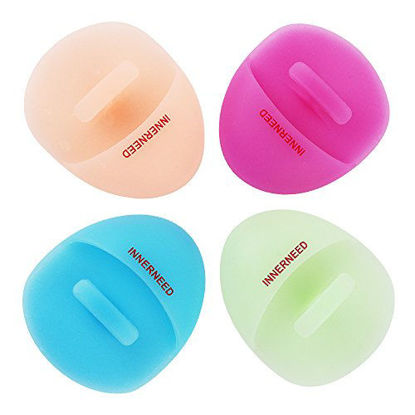 Picture of Super Soft Silicone Face Cleanser and Massager Brush Manual Facial Cleansing Brush Handheld Mat Scrubber For Sensitive, Delicate, Dry Skin (Pack of 4)