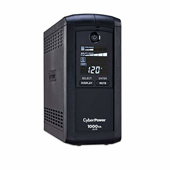 Picture of CyberPower CP1000AVRLCD Intelligent LCD UPS System, 1000VA/600W, 9 Outlets, AVR, Mini-Tower Black