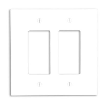 Picture of Leviton 88602 2-Gang Decora/GFCI Device Decora Wallplate, Oversized, Thermoset, Device Mount, White