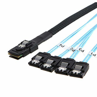Picture of CableCreation Mini SAS 36Pin (SFF-8087) Male to 4 SATA 7Pin Female Cable, Mini SAS Host/Controller to 4 SATA Target/Backplane, 0.5M / 1.6FT