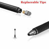 Picture of Digiroot Universal Stylus,[2-in-1] Disc Stylus Pen Touch Screen Pens for All Touch Screens Cell phones, iPad, Tablets, Laptops with 9 Replacement Tips(6 Discs, 3 Fiber Tips Included) - (Black)