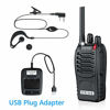 Picture of eSynic Rechargeable Walkie Talkies with Earpieces 2pcs Long Range Two-Way Radios 16 Channel UHF USB Cable Charging Walky Talky Handheld Transceiver with Flashlight