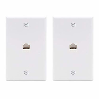 Picture of VCE 2-Pack 1 Port Ethernet Wall Plate, UL Listed RJ45 Cat6 Female to Female Keystone Jack Inline Coupler FacePlates - White