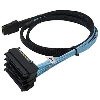 Picture of CABLEDECONN Mini SAS 36 SFF-8087 to (4) SFF-8482 Connectors with SATA Power 1m