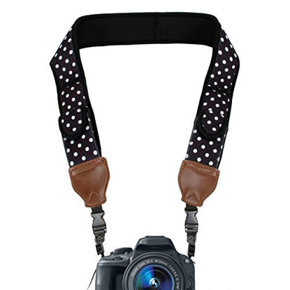Picture of USA GEAR TrueSHOT Camera Strap with Polka Dot Neoprene Pattern , Accessory Pockets and Quick Release Buckles - Compatible With Canon , Nikon , Sony and More DSLR , Mirrorless , Instant Cameras