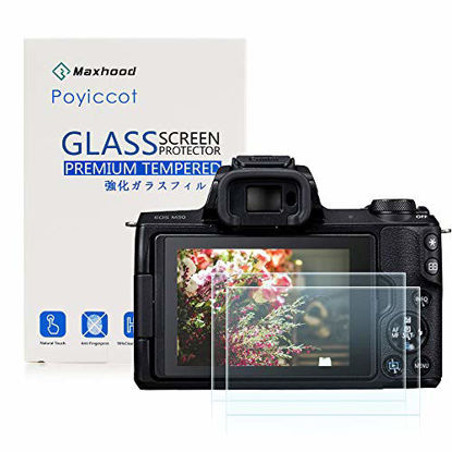 Picture of Poyiccot(2-Pack) for Canon EOS M50 Tempered Glass Screen Protector, Optical 9H Hardness 0.3mm Ultra-Thin DSLR Camera Screen Protector for Canon EOS M50