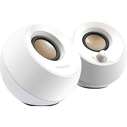 Picture of Creative Pebble 2.0 USB-Powered Desktop Speakers with Far-Field Drivers and Passive Radiators for PCs and Laptops (White)