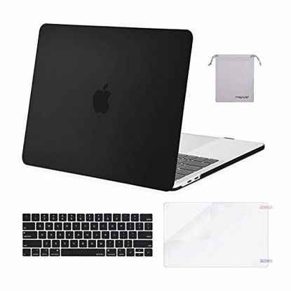 Picture of MOSISO Compatible with MacBook Pro 13 inch Case 2016-2020 Release A2338 M1 A2289 A2251 A2159 A1989 A1706 A1708, Plastic Hard Shell Case&Keyboard Cover Skin&Screen Protector&Storage Bag, Black