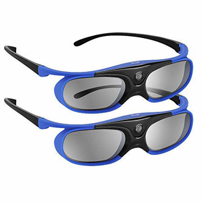 Picture of BOBLOV 3D Glasses DLP Link Active Shutter 144Hz Rechargeable for All DLP 3D Projectors, Can't Used for TVs, Compatible with BenQ, Optoma, Dell, Acer, Viewsonic DLP Projector (Blue-2 Pcak)