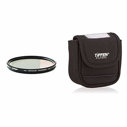 Picture of Tiffen 82mm Circular Polarizer with Large Belt Style Filter Pouch for Filters 62mm to 82mm
