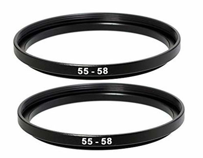 Picture of (2 Packs) 55-58MM Step-Up Ring Adapter, 55mm to 58mm Step Up Filter Ring, 55mm Male 58mm Female Stepping Up Ring for DSLR Camera Lens and ND UV CPL Infrared Filters
