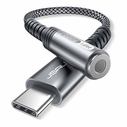 Picture of USB Type C to 3.5mm Female Headphone Jack Adapter, JSAUX USB C to Aux Audio Dongle Cable Cord Compatible with Pixel 4 3 2 XL, Samsung Galaxy S21 S20 Ultra S20+ Note 20 10 S10 S9 Plus iPad Pro(Grey)