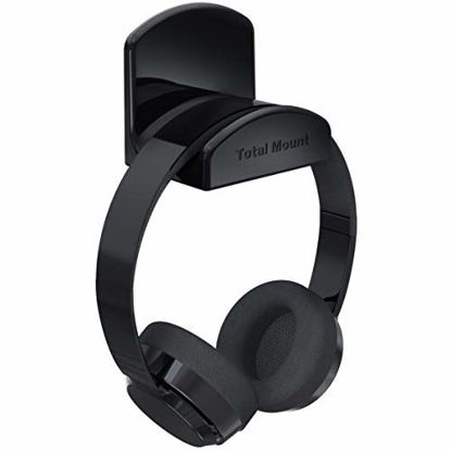 Picture of TotalMount for Headphones - Will Not Damage Your Wall With Screws or Permanent Adhesive (Premium Black - One Pack)