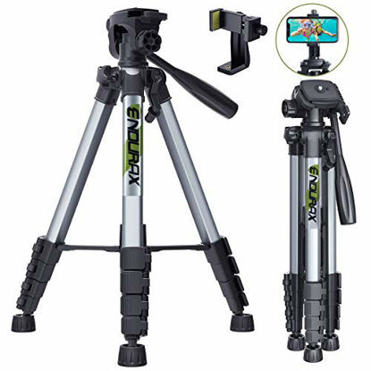 Picture of Endurax 67" Video Camera Tripod for Canon Nikon Lightweight Aluminum Travel DSLR Camera Stand with Universal Phone Holder Mount and Carry Bag
