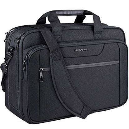 Picture of KROSER 18" Laptop Bag Expandable Laptop Briefcase Fits Up to 17.3 Inch Laptop Water-Repellent Shoulder Messenger Bag Computer Bag for Travel/Business/School/Men/Women-Black