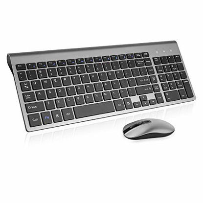 Picture of Wireless Keyboard Mouse Combo, Cimetech Compact Full Size Wireless Keyboard and Mouse Set 2.4G Ultra-Thin Sleek Design for Windows, Computer, Desktop, PC, Notebook - (Grey)