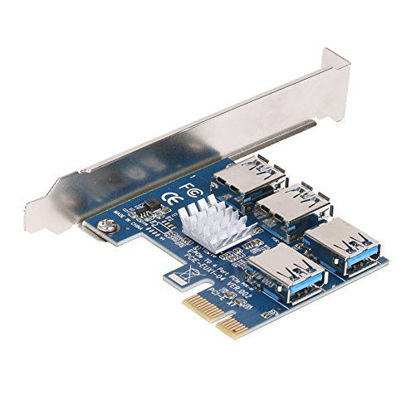 Picture of XT-XINTE PCIe 1 to 4 PCI-Express 16X Slots Riser Card PCI-E 1X to External 4 PCI-e USB 3.0 Adapter Multiplier Card for Bitcoin Miner